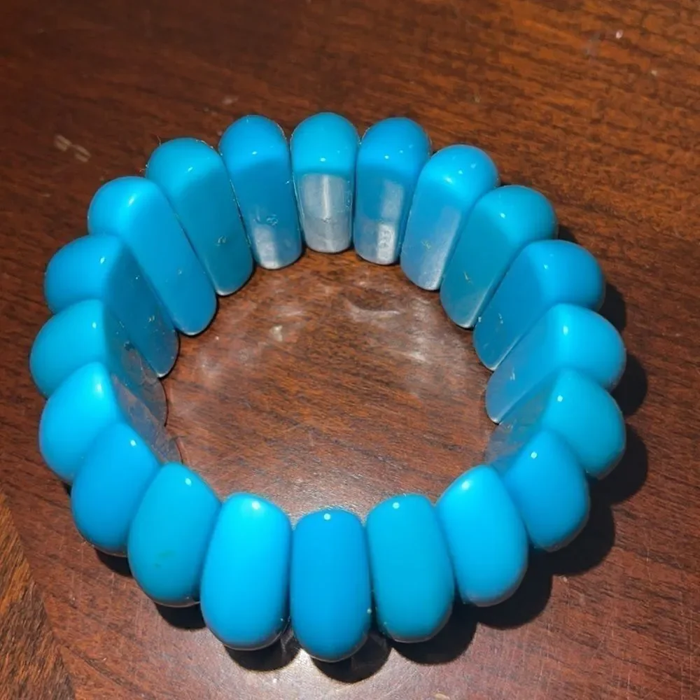 Blue orange wood brown stretchy bracelets